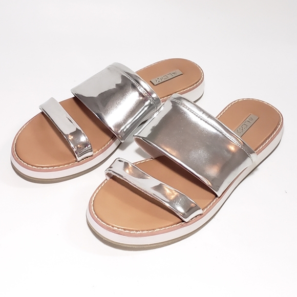 ALDO Silver Double Strap Sandals - Picture 2 of 8